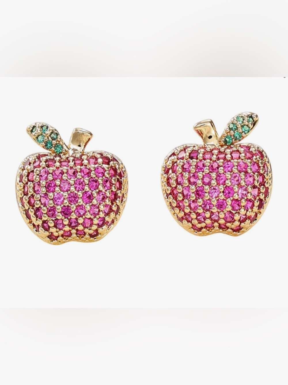 Gorgeous Nordstrom 14KT Dip Pink Ruby Emerald Apple stud Earrings